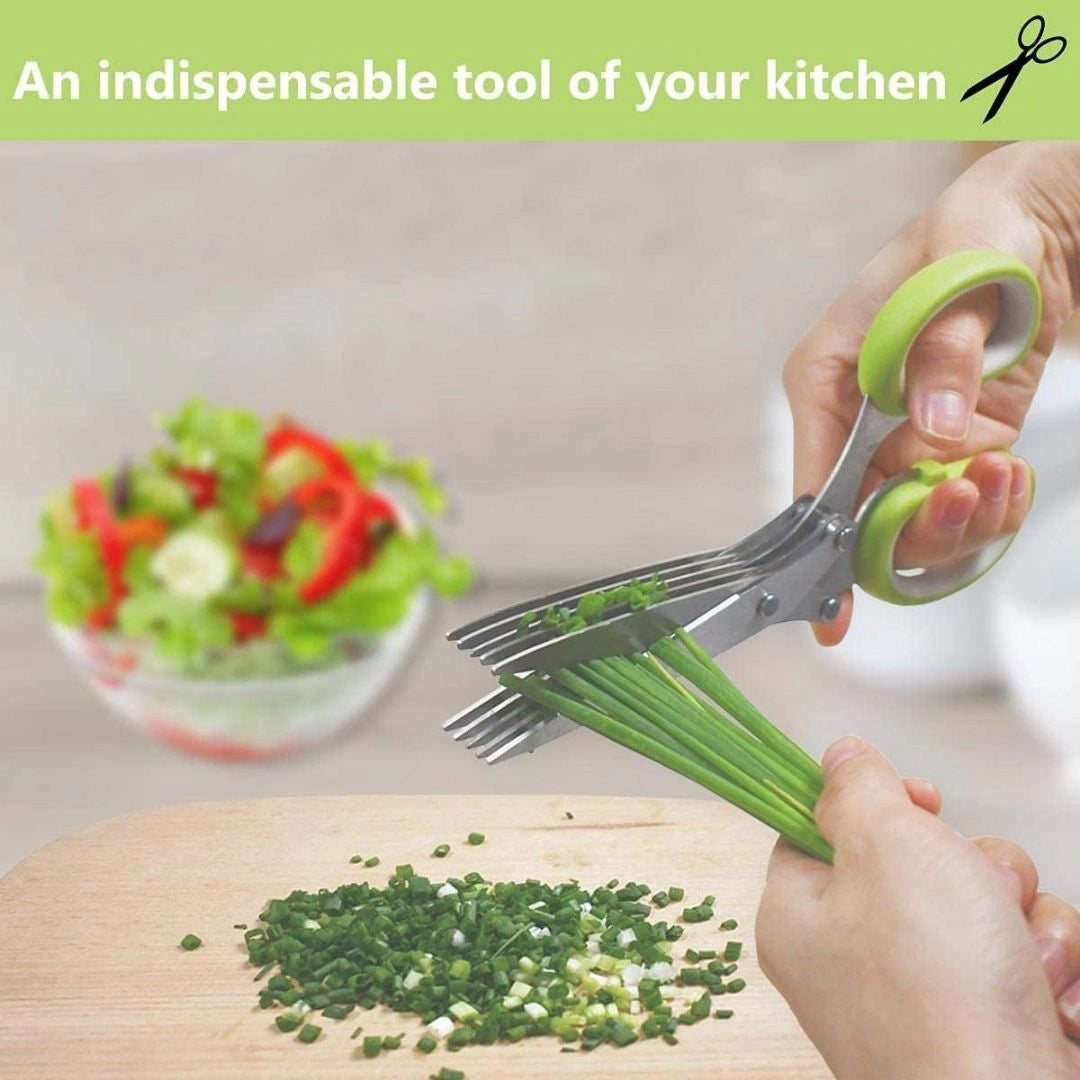 5 parallel blades of herb cutter close-up