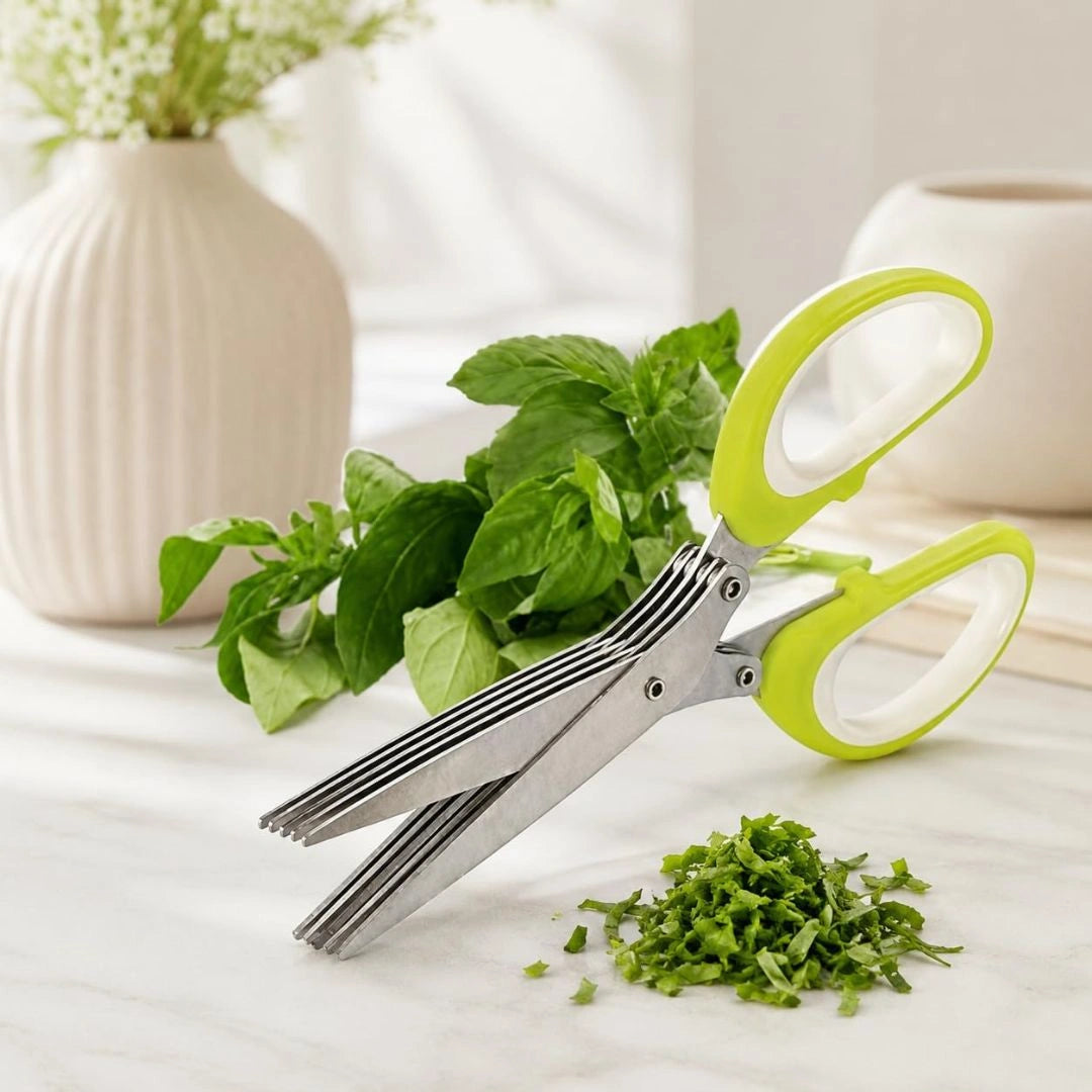 5 blade stainless steel herb cutter scissors